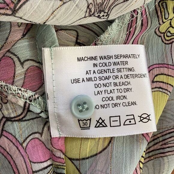 Badgley Mischka Floral Chiffon Sheer Blouse Tunic Top Women’s L/XL - Picture 11 of 16